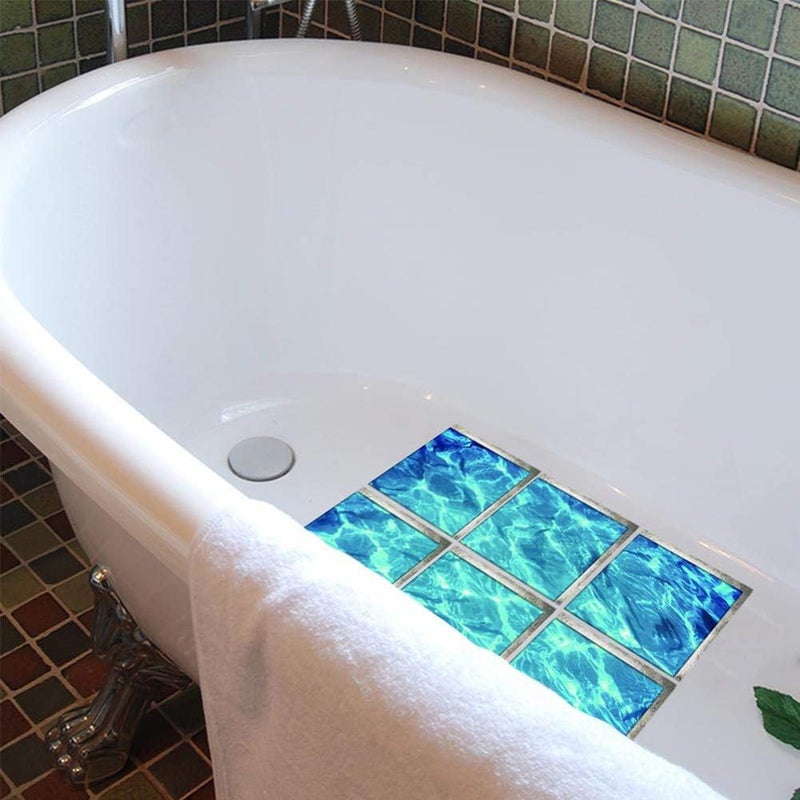 ChezMax Ripple Bath Treads Sticker Safety Non Slip Bath Tub Tattoos Tub Stickers Tub Decals Tub Appliques 6 Pcs 5.9" X 5.9" - Image 3