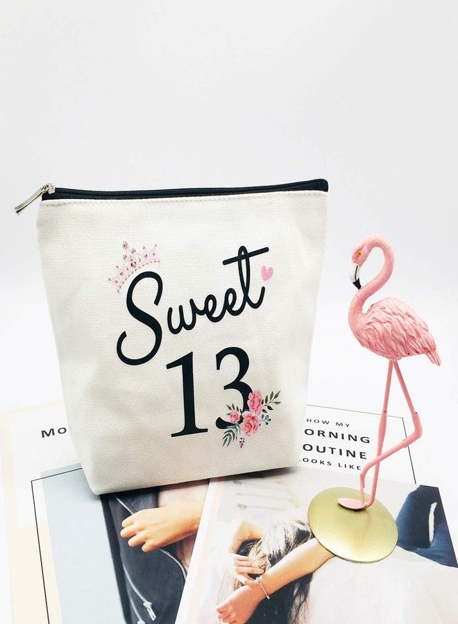 Charmoly Sweet 13 Gifts for Girls 13th Birthday Gifts Ideas Best Friend Daughter Funny 13 Year Old Girls Sweet Thirteen Gifts for Teen Girls Cute Makeup Bag Celebrate Turning Thirteen - Image 3
