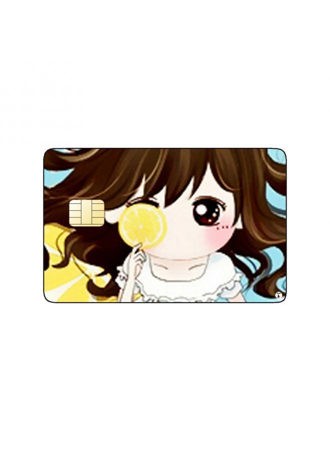 RKN PRINTED BANK CARD STICKER Cute Girl Drawing With Lemon Slices - Image 2