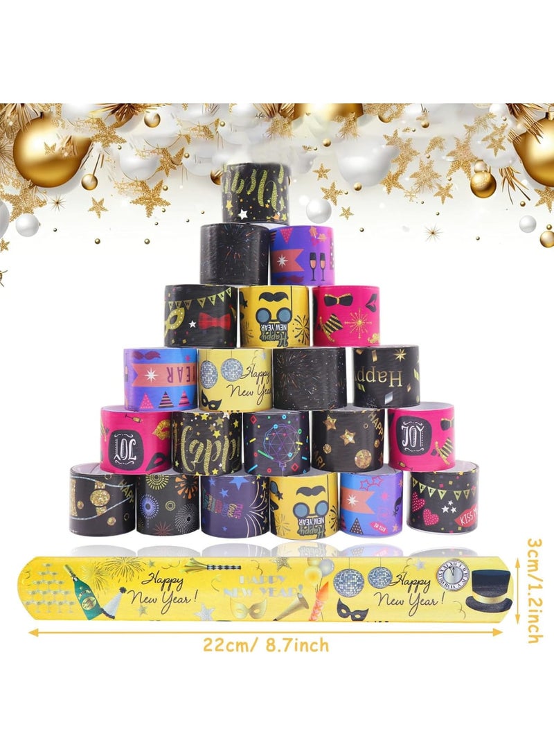 SOLARAE 24 Pcs Slap Bracelet for Kids Party Bag Fillers, New Year Wristbands Fun Boys and Girls Slap Bands Bulk Vinyl Rolls for Birthday Gift Goodie Bag Flavors School Classroom Little Toys - Image 2