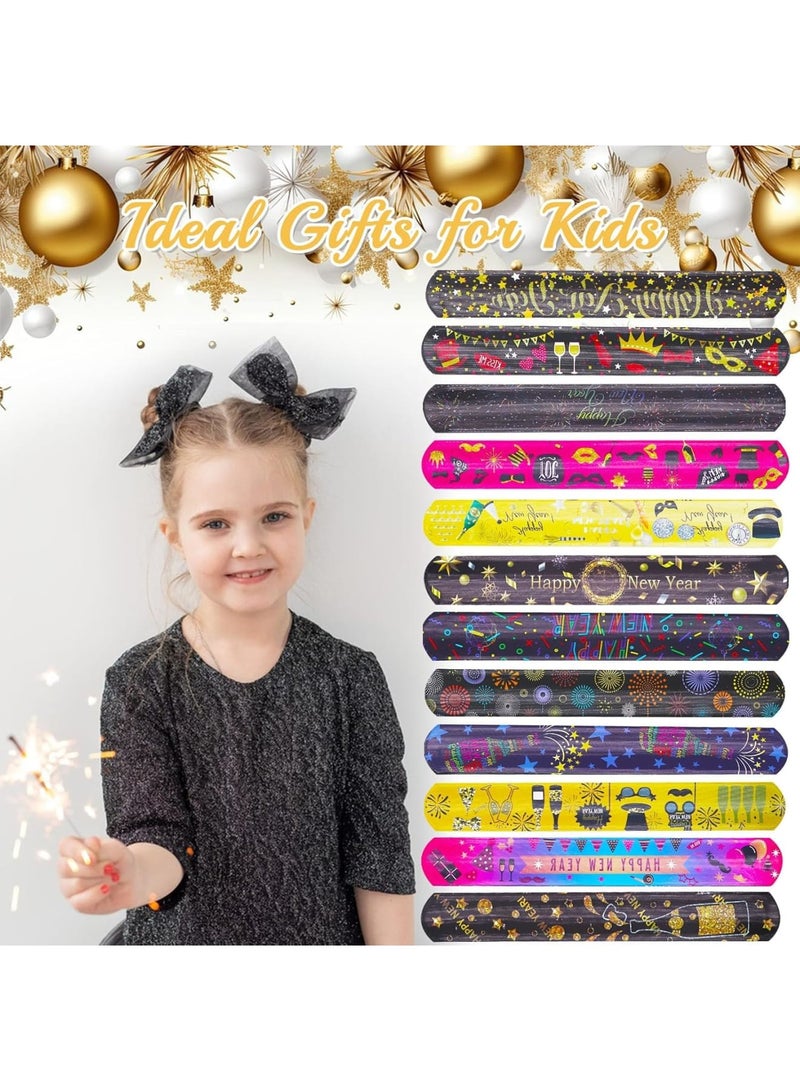 SOLARAE 24 Pcs Slap Bracelet for Kids Party Bag Fillers, New Year Wristbands Fun Boys and Girls Slap Bands Bulk Vinyl Rolls for Birthday Gift Goodie Bag Flavors School Classroom Little Toys - Image 3
