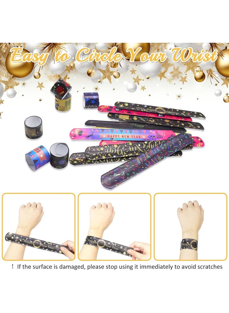 SOLARAE 24 Pcs Slap Bracelet for Kids Party Bag Fillers, New Year Wristbands Fun Boys and Girls Slap Bands Bulk Vinyl Rolls for Birthday Gift Goodie Bag Flavors School Classroom Little Toys - Image 4