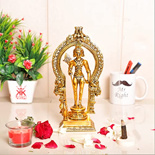 KridayKraft Metal Murugan Swami (Kartikeya) Statue Standing with Peacock, Swaminatha,Skanda Swamiji, Subramanyam Murti for Pooja, Vastu & Home,Office Decor,Religious Idol - Image 1