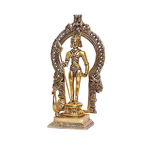 KridayKraft Metal Murugan Swami (Kartikeya) Statue Standing with Peacock, Swaminatha,Skanda Swamiji, Subramanyam Murti for Pooja, Vastu & Home,Office Decor,Religious Idol - Image 3