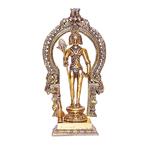 KridayKraft Metal Murugan Swami (Kartikeya) Statue Standing with Peacock, Swaminatha,Skanda Swamiji, Subramanyam Murti for Pooja, Vastu & Home,Office Decor,Religious Idol - Image 4