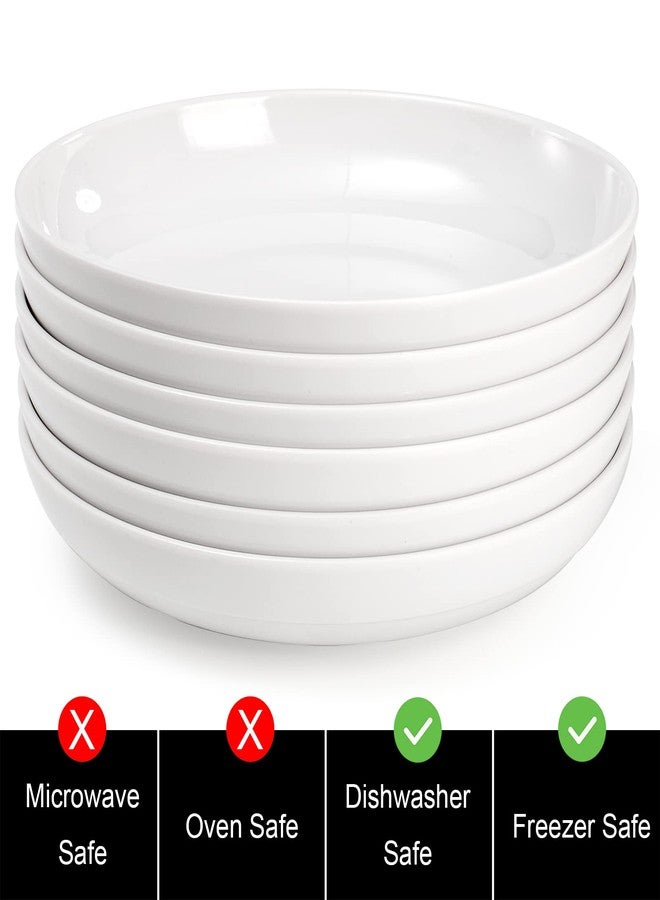 Fasmov Melamine Pasta Bowls, 6 Pack 9 inches 30 Oz Large Salad Serving Bowls, Shallow Salad Bowls, Plastic Dinner Deep Plates, Dishwasher Safe, White - Image 3