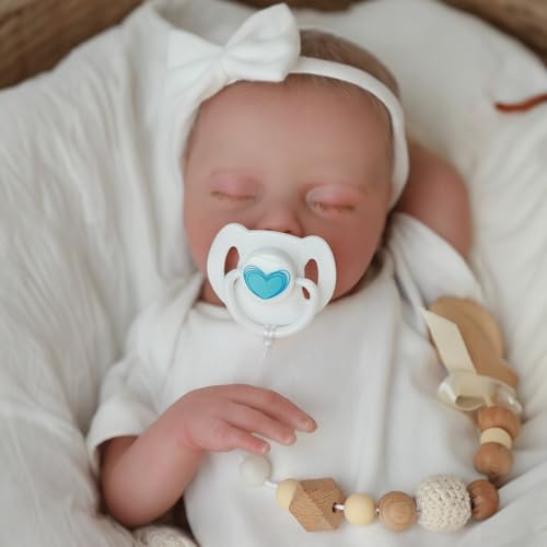 SCOM 18 Sleeping Reborn Baby Doll Girl Realistic Newborn Sleeping Baby Soft Weighted Cloth Body Vinyl Limbs with Cute Feeding Accessories Toy Lifelike Toy for Kids Age 38 - Image 5