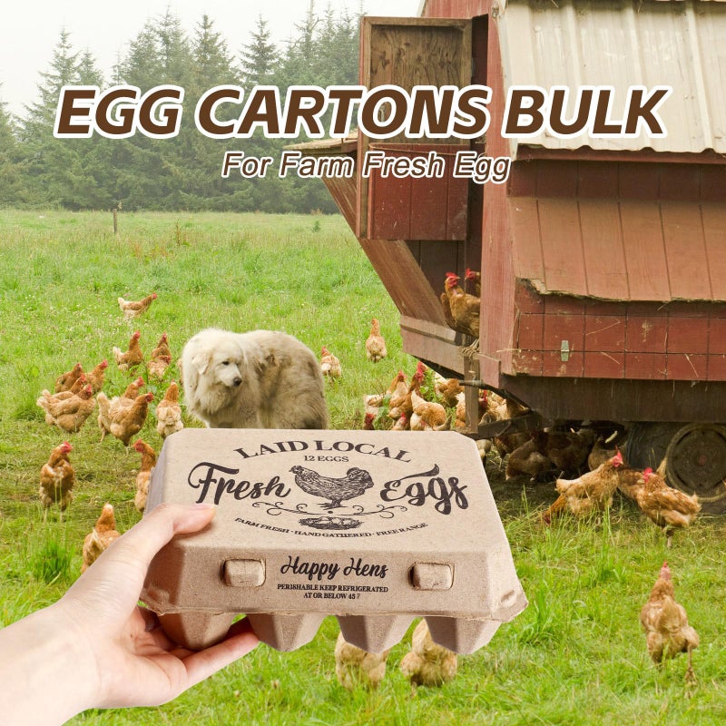 Zhanmai 50 Pcs Natural Paper Pulp Egg Cartons Blank Bulk 12 Count Dozen Vintage Classical 3 x 4 Style Square Chicken Cardboard Egg Tray Holder for Family Farm Market Storing(Classic) - Image 4