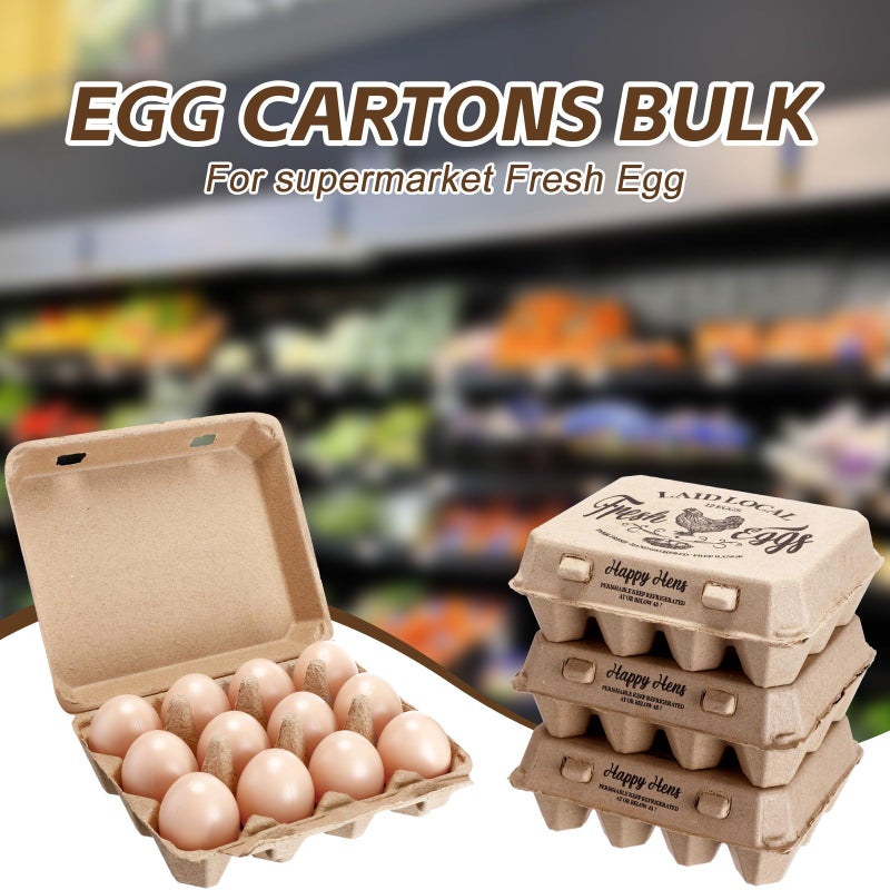 Zhanmai 50 Pcs Natural Paper Pulp Egg Cartons Blank Bulk 12 Count Dozen Vintage Classical 3 x 4 Style Square Chicken Cardboard Egg Tray Holder for Family Farm Market Storing(Classic) - Image 5