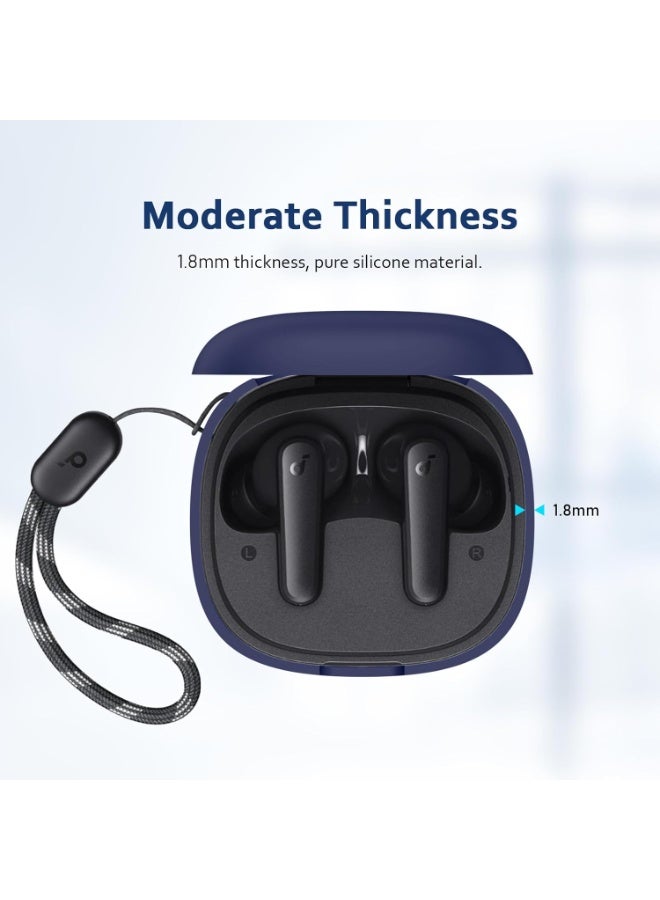 Silicone Case for Soundcore by Anker R50i / P20i, Soft Protective Skin Compatible with Anker Soundcore R50i / P20i Wireless Earbuds, Shockproof Cover with Carabiner for Headphones Headset (Blue) - Image 4