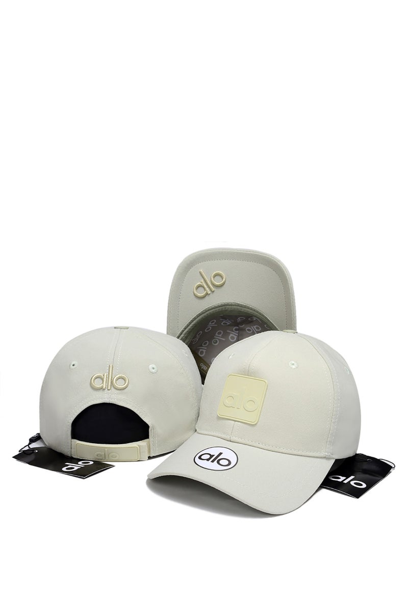 Alo Yoga Light Beige Baseball Cap Multi - Element Alo Logos & 3D Patch Design 