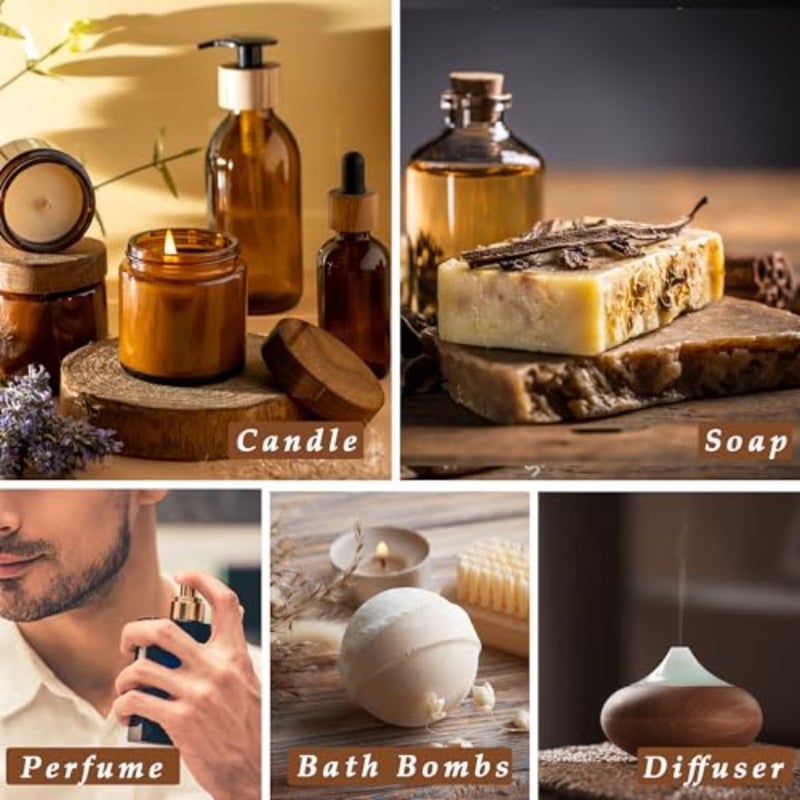 زيت ناشر للعلاج العطري المنزلي للتدليك والصابون وصناعة الشموع؛ زيت عطري معطر بالجلد 100 مل باللون البني، مصنوع من مكونات طبيعية فاخرة لرائحة تدوم طويلاً - Image 4
