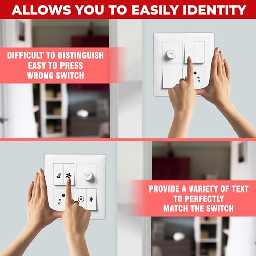 True Flair Trueflair Stickers for Switch Board for Home Wall Switches, Contain All Common Switch Stickers (Transparent Black & White) - Image 5