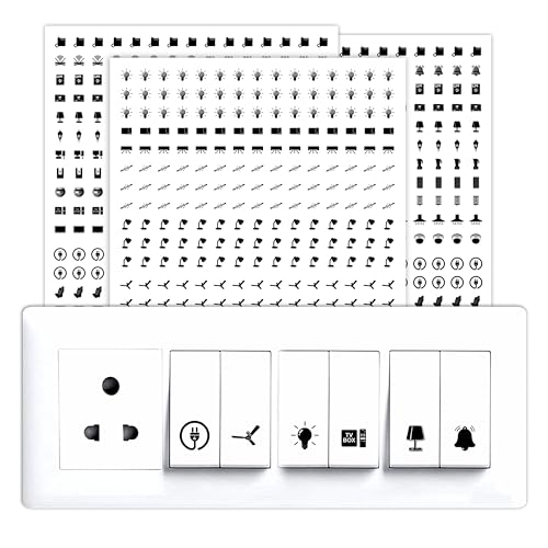 True Flair Trueflair Stickers for Switch Board for Home Wall Switches, Contain All Common Switch Stickers (Transparent Black & White) - Image 1