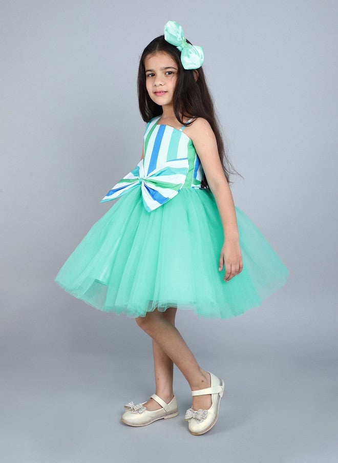 PinkChick Striped Fit & Flare Dress for Girls - Image 4