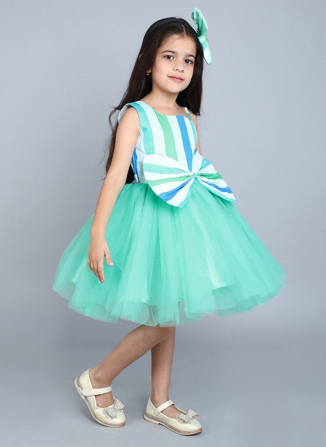 PinkChick Striped Fit & Flare Dress for Girls - Image 3