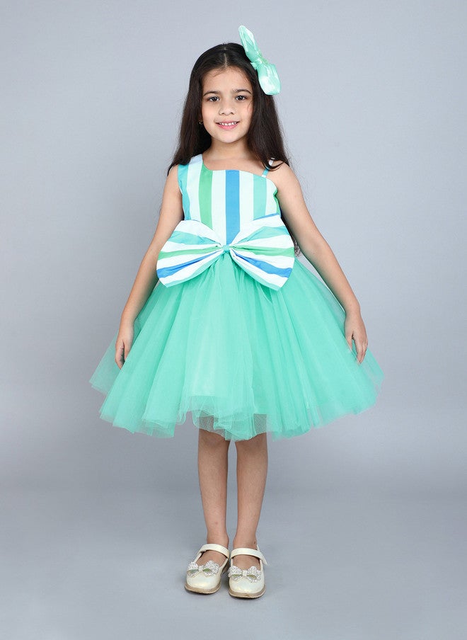PinkChick Striped Fit & Flare Dress for Girls - Image 1