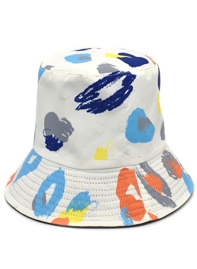 Ptduabenlu Bucket Hat for Women Men Beach Sun Hat Fishing Hat Double Side Wear Reversible Fisherman Hat White - Image 1