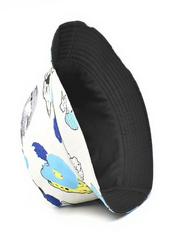 Ptduabenlu Bucket Hat for Women Men Beach Sun Hat Fishing Hat Double Side Wear Reversible Fisherman Hat White - Image 4