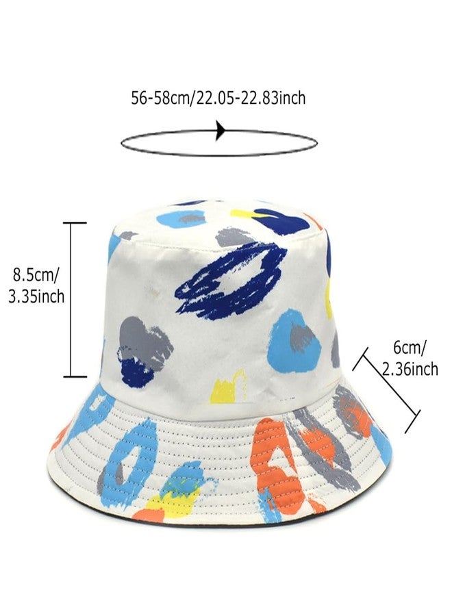 Ptduabenlu Bucket Hat for Women Men Beach Sun Hat Fishing Hat Double Side Wear Reversible Fisherman Hat White - Image 3
