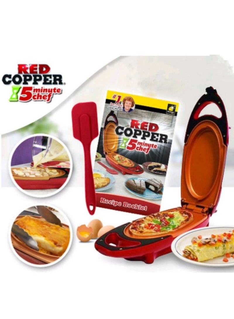 Red Copper 5 Minute Chef Double-Sided Copper-Infused Grill Pan with Non Stick Anti Scratch Surface for Making Delicious Omelet - Image 1