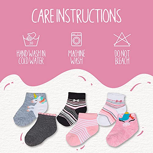 Cherokee Girls 12 Pack Shorty Casual Sock, Unicorn Hearts, 12-24 Months US - Image 4
