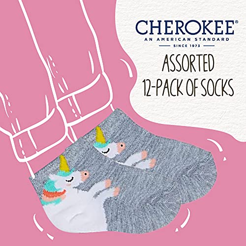 Cherokee Girls 12 Pack Shorty Casual Sock, Unicorn Hearts, 12-24 Months US - Image 2