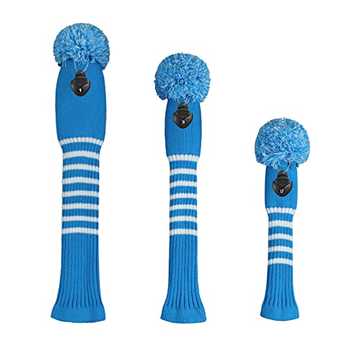 Scott Edward Blue White Stripes Golf Club Covers Set of 3 fit for Driver Wood(460cc), Fairway Wood, Hybrid(UT), for Men/Women Golfers, Individualized Looking (Blue White Stripes) - Image 3