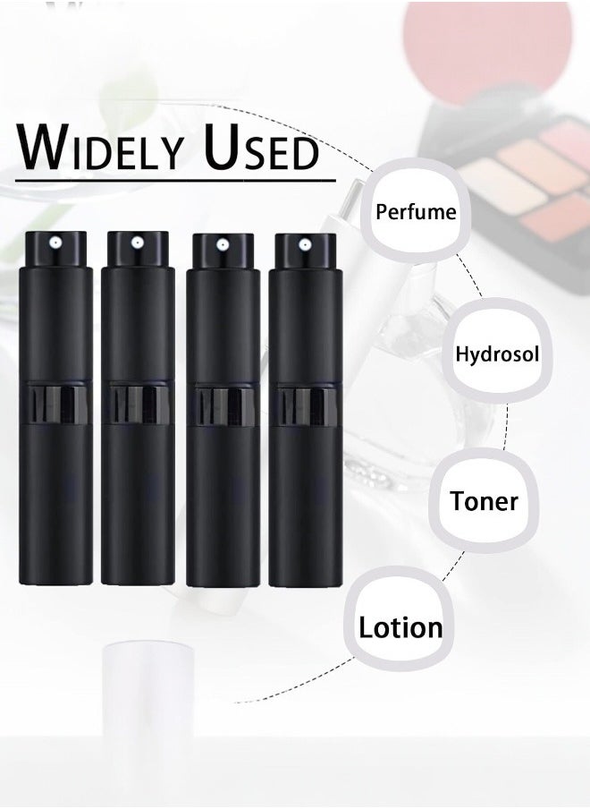2 Pcs 8ml Portable Mini Perfume Atomizer Empty Refillable Spray Bottle with 3 Types Refill Tools Pocket Travel Perfume Sample Bottles