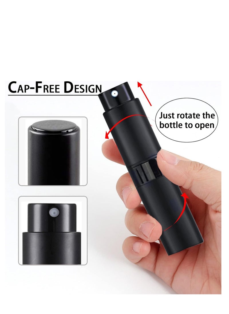 2 Pcs 8ml Portable Mini Perfume Atomizer Empty Refillable Spray Bottle with 3 Types Refill Tools Pocket Travel Perfume Sample Bottles