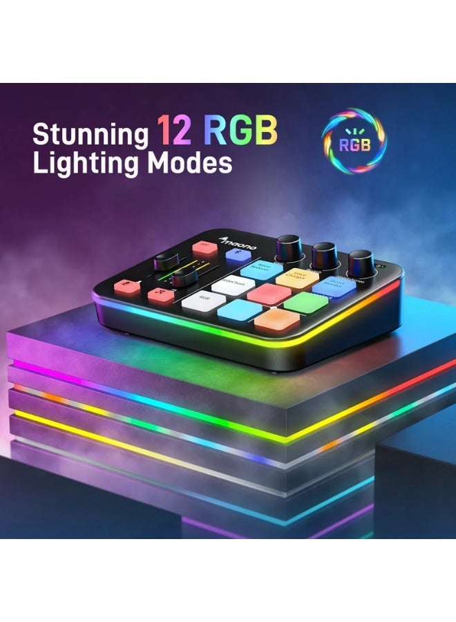 MAONO G1 NEO Professional Gaming Audio Interface & Streaming Mixer | XLR Input, 48V Phantom Power, RGB Lighting, Voice Changer & Sound Pads | Compatible with PS5, PC, Mac, Mobile Devices & Live Streaming - Image 5