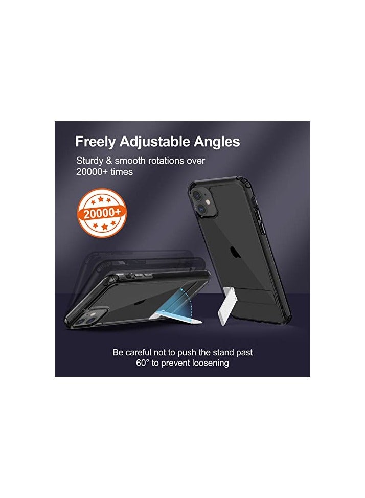 جي تيك حافظة JETech لهاتف iPhone 11 مقاس 6.1 بوصة مع حامل، تدعم الشحن اللاسلكي، غطاء هاتف نحيف مقاوم للصدمات، مسند معدني ثلاثي الاتجاهات (أسود) - Image 4