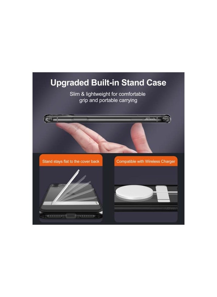 جي تيك حافظة JETech لهاتف iPhone 11 مقاس 6.1 بوصة مع حامل، تدعم الشحن اللاسلكي، غطاء هاتف نحيف مقاوم للصدمات، مسند معدني ثلاثي الاتجاهات (أسود) - Image 5