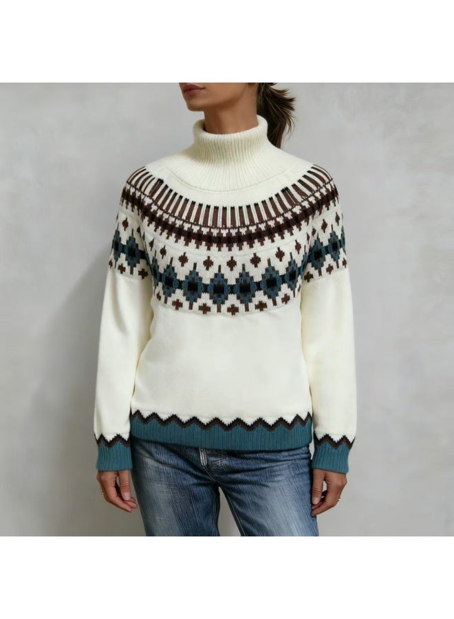 European And American Fashion Hot Thick Jacquard Slim-fit Long-sleeve over Sweater For Women Price