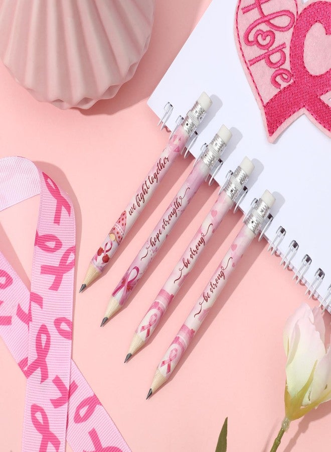 Tinlade 60 Pcs Breast Cancer Awareness Pencils with Erasers Wood Cased Pink Ribbon Pencils Bulk Breast Cancer Awareness Bulk Items for Women Gift Party Favors Office Supplies - Image 3