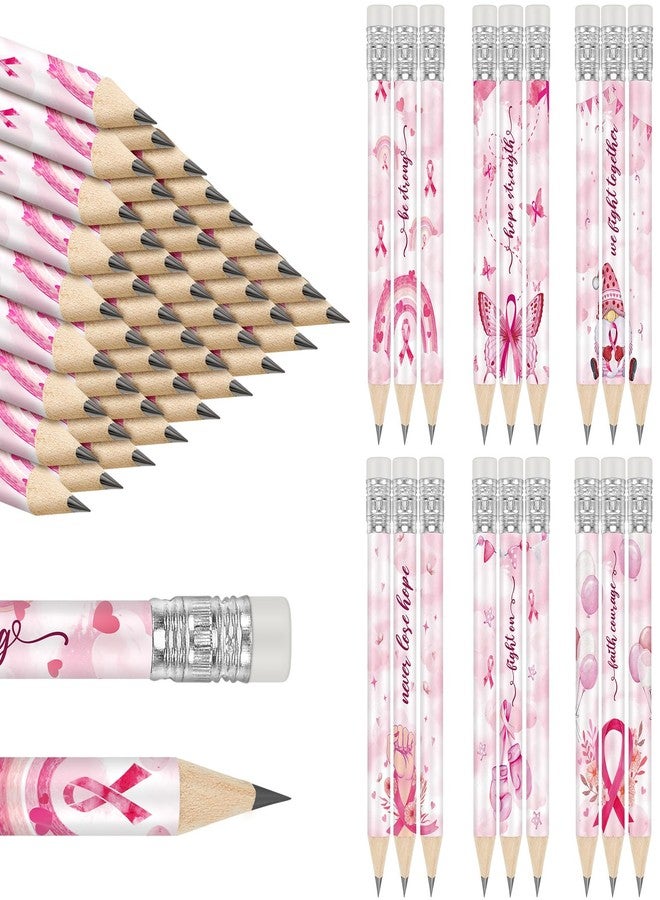 Tinlade 60 Pcs Breast Cancer Awareness Pencils with Erasers Wood Cased Pink Ribbon Pencils Bulk Breast Cancer Awareness Bulk Items for Women Gift Party Favors Office Supplies - Image 1