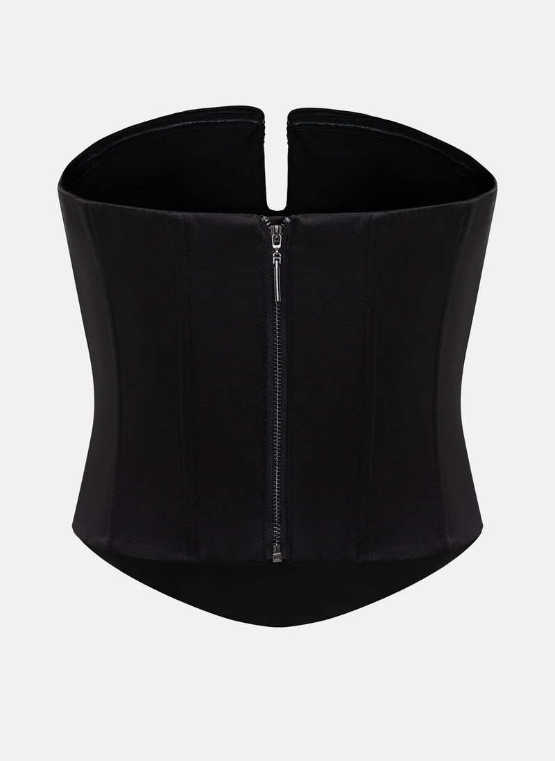 Lichi  Satin corset with small chest pleats for Women | Best Price UAE