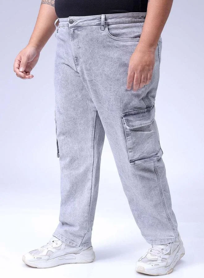 Take Two Grey Plus Size Men Relaxed Fit Cargo Jeans By HardSoda for Men | Best Price UAE