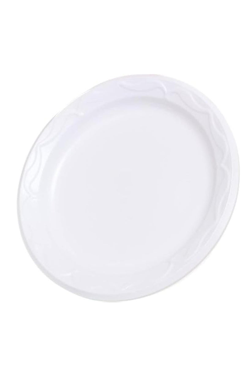 أطباق دائرية مسطحة غير قابلة للكسر للاستعمال مرة واحدة مقاس 26 سم – لون أبيض – 150 قطعة - Image 1