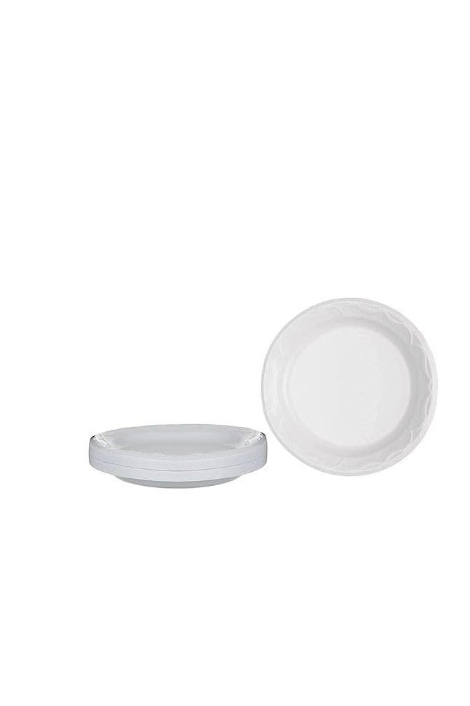 أطباق دائرية مسطحة غير قابلة للكسر للاستعمال مرة واحدة مقاس 26 سم – لون أبيض – 150 قطعة - Image 2
