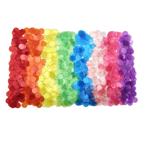 SUTIMSHE 1000 Pcs of 34 inch Transparent 8 Color Bingo Counting Chips Plastic Markers for Bingo Games Math CountersClassroomFun Family Game Night Large Group Games - Image 5