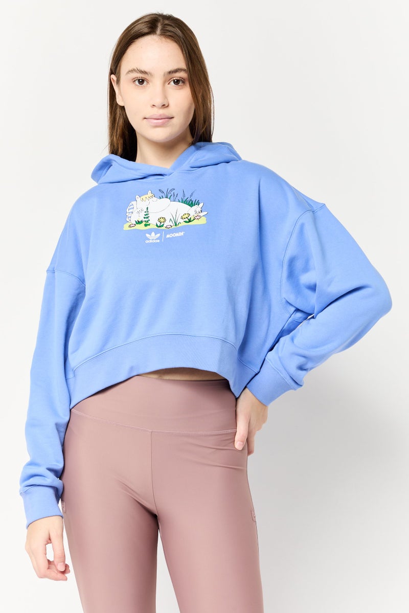 adidas Originals Women Sportswear Fit Long Sleeve Outdoor Hoodie, Blue  - Image 1