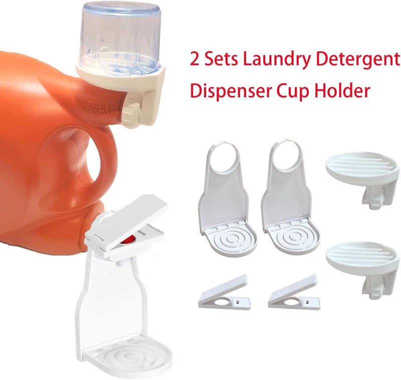 spansee 2 Sets Laundry Detergent Dispenser Cup Holder, Laundry Detergent Cup Holder with Drain, Holder Compatible with Tide, Arm Hammer, Xtra, All, Purex, Persil - Image 4