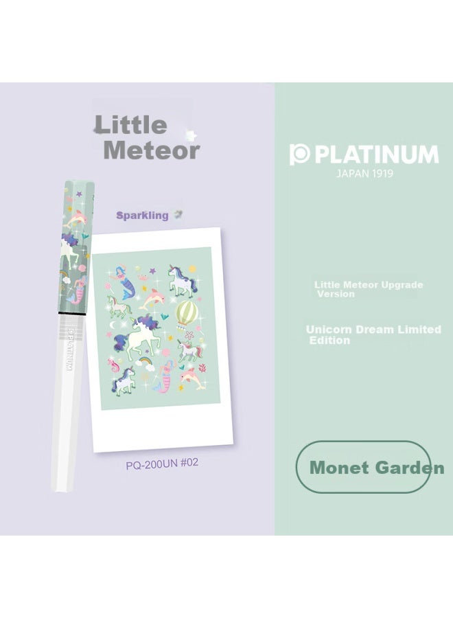Platinum Back-to Season] Fountain Pen Gift For Elementary School Students, New Little Meteor Pq-200un Unicorn Limited Edition, Beginner's Handwriting Practice Pen With F Nib, Monet Garden - Image 1