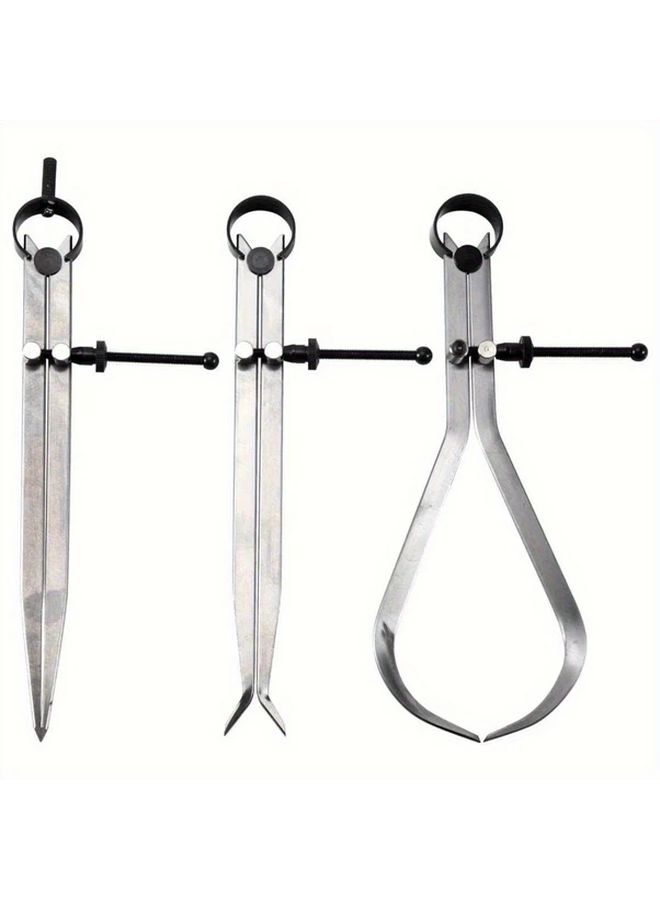 3 Pcs 8 Inch Spring Caliper Set Internal Measuring Type With Flat Legs Carbon Steel Machinist Tool For Precision Measurement - Image 1