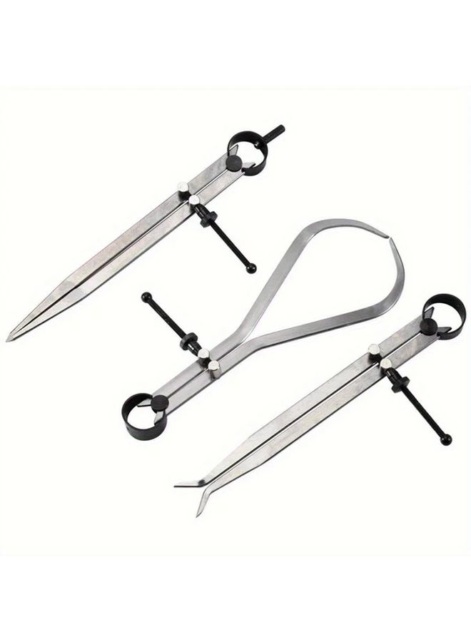 3 Pcs 8 Inch Spring Caliper Set Internal Measuring Type With Flat Legs Carbon Steel Machinist Tool For Precision Measurement - Image 4