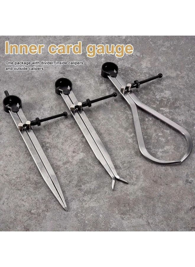 3 Pcs 8 Inch Spring Caliper Set Internal Measuring Type With Flat Legs Carbon Steel Machinist Tool For Precision Measurement - Image 5
