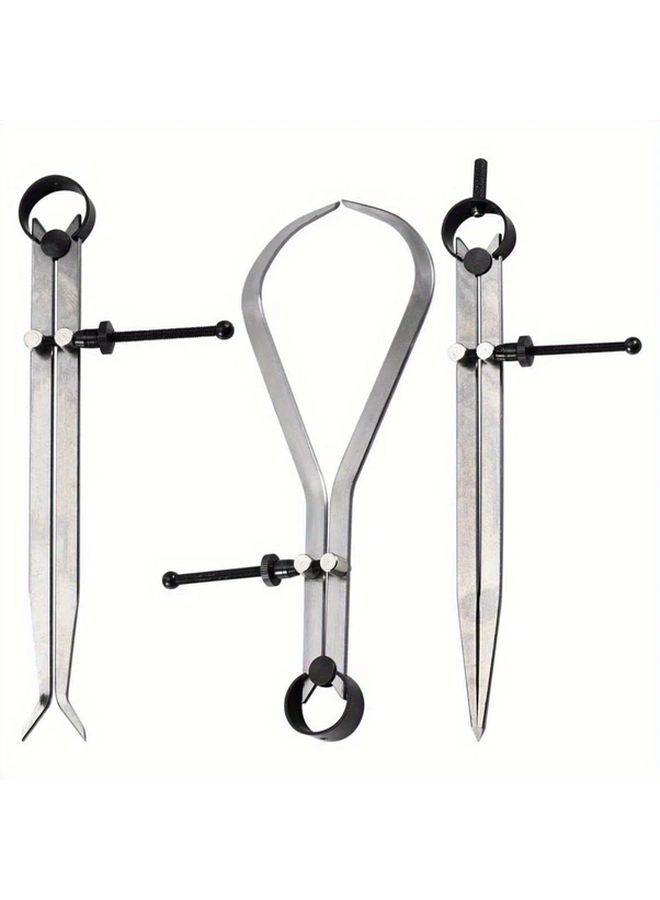 3 Pcs 8 Inch Spring Caliper Set Internal Measuring Type With Flat Legs Carbon Steel Machinist Tool For Precision Measurement - Image 3