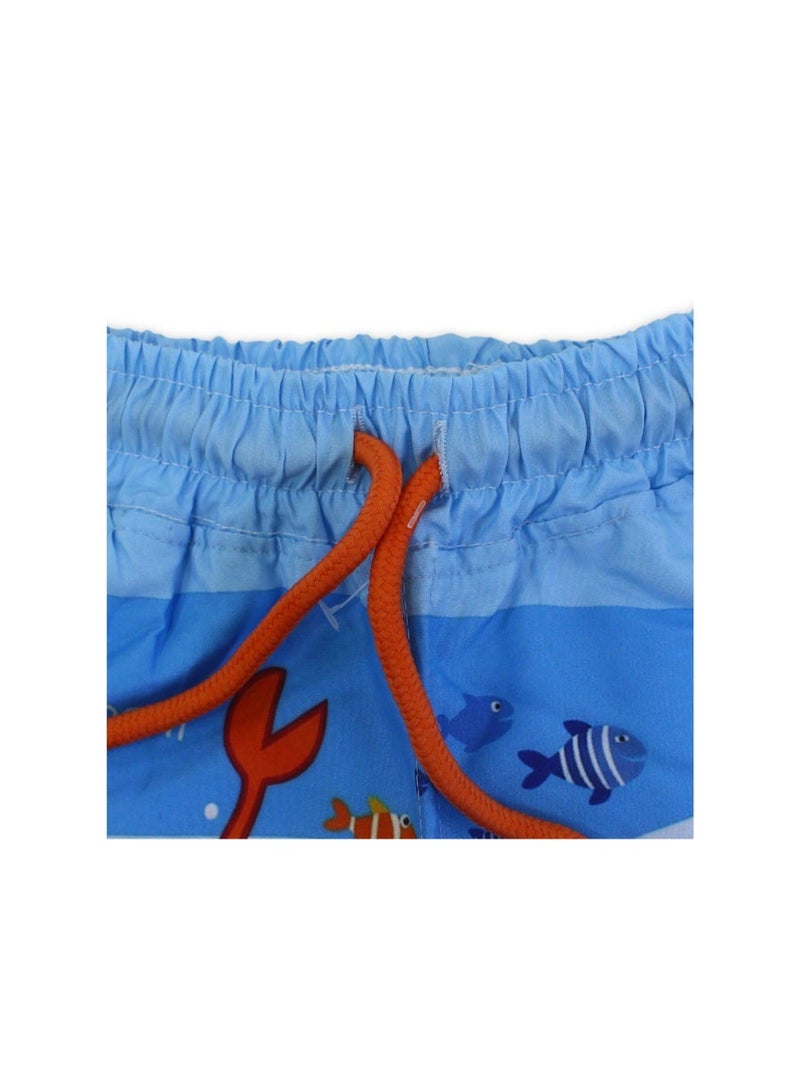 شورت سباحة للأولاد الرضع – لون أزرق فاتح بنقشة السلطعون - Image 3