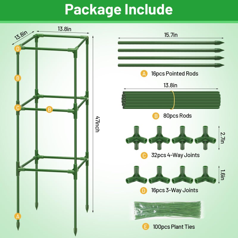 Legigo 4 Pack Square Tomato Cages for Garden- Up to 45 Inch Tomato Trellis Plant Cages Support, Tomato Stakes and Supports Cage for Climbing Vegetables Raised Garden Bed Cucumbers Peppers Flowers - Image 4